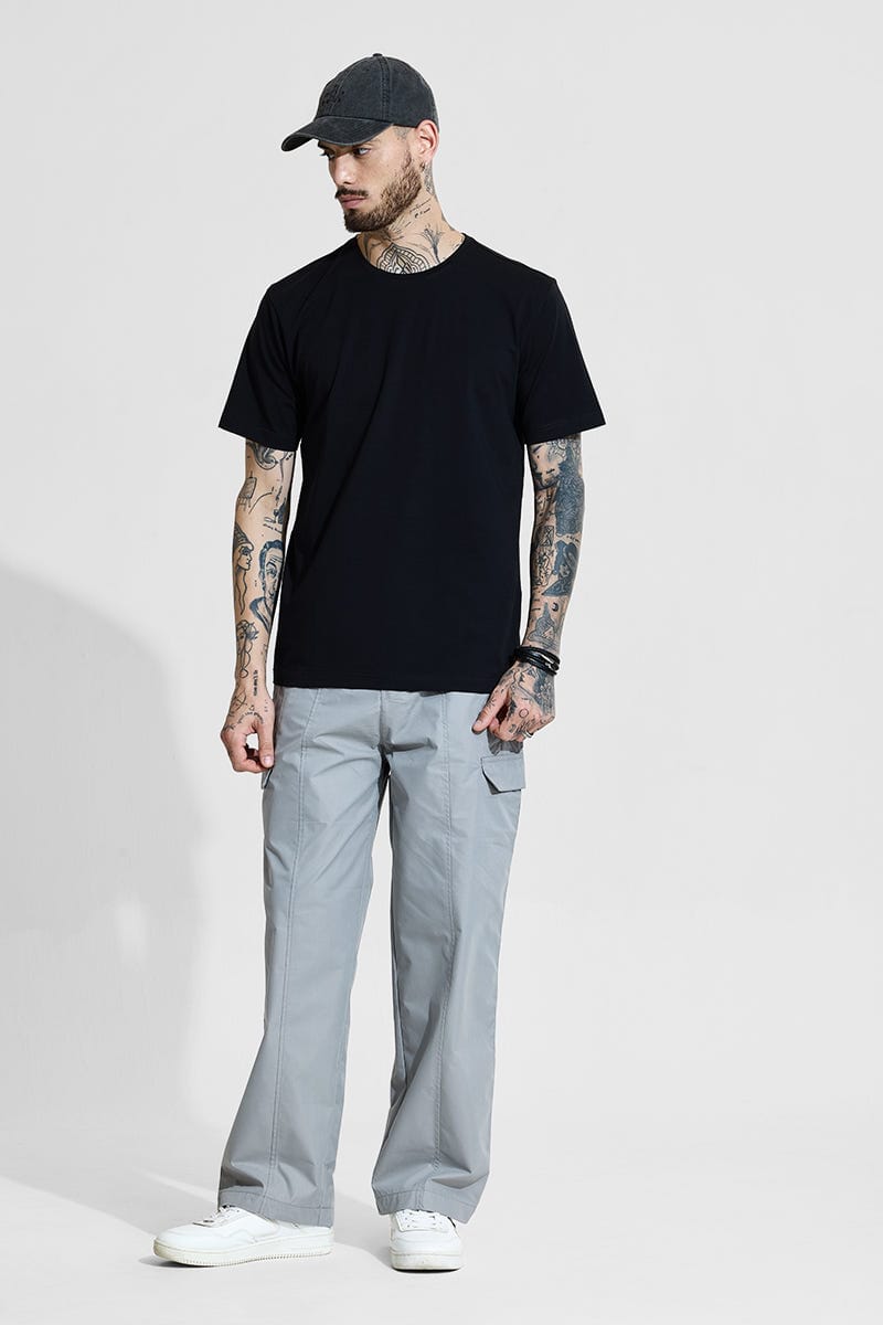 Men's Black Solid Crew Neck T-Shirt